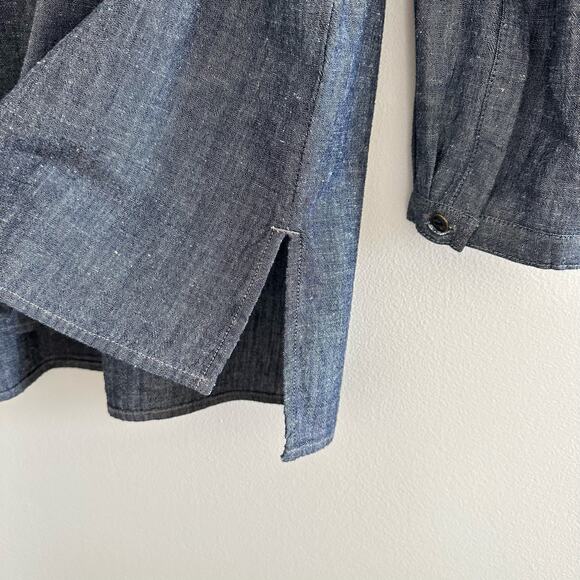 NWT Vince Patch Pocket Chambray Button Front Long Sleeve Shirt Blue Rinse M - Picture 10 of 13